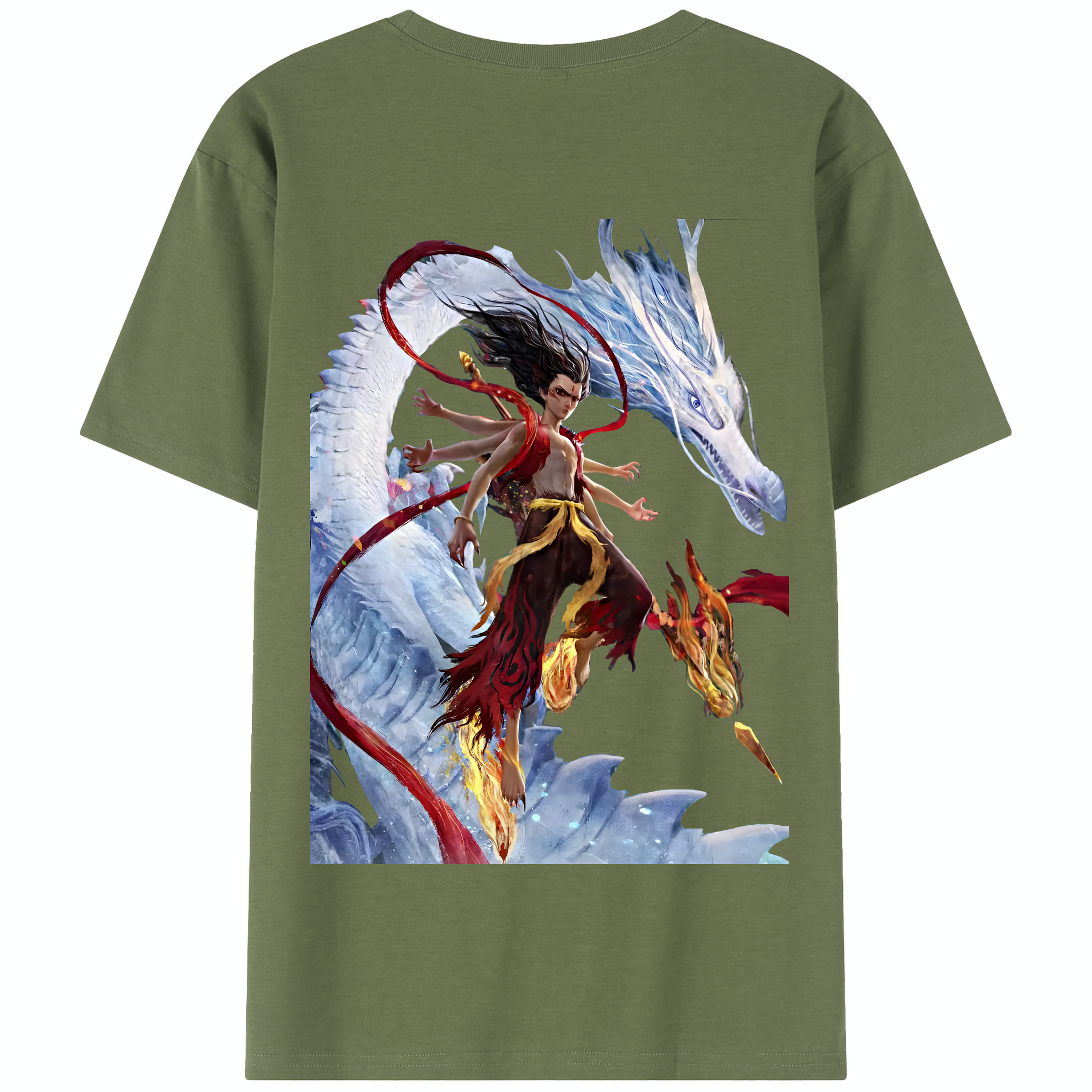 （画像用） Ne Zha 2 ナタ 魔童の大暴れ 綿100％半袖Tシャツ（背面プリント）